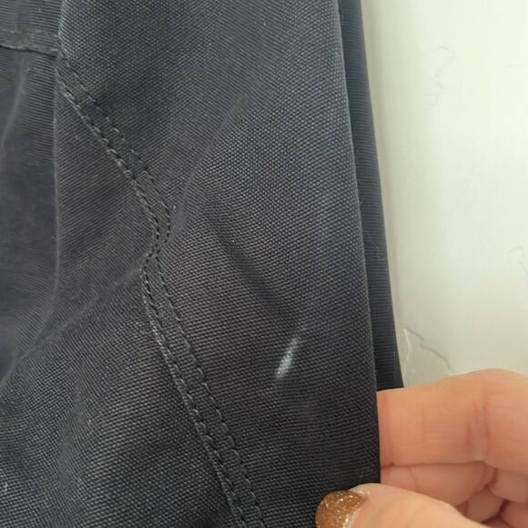 Lucky Brand Miz Hybrid Moto Zip Jacket Black Canvas Goat Leather Cotton Size M - Picture 6 of 6